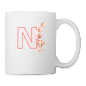 Lettre n rose ours - Mug blanc - blanc - Droite