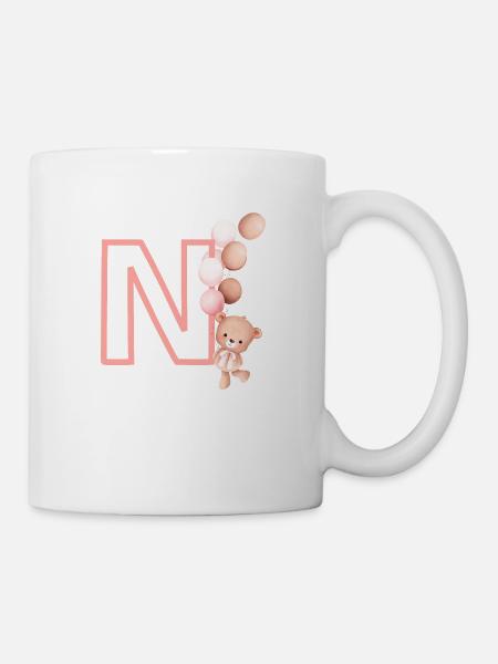 Buchstabe n Rosa Bär - Tasse - Weiß