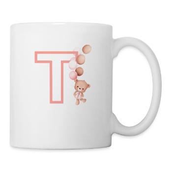 Buchstabe T Rosa Bär - Tasse - Weiß - Rechts