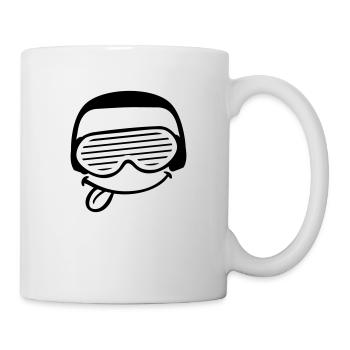 DJ Fun Gesicht Streckt Zunge Raus Party Musik Spaß - Tasse - Weiß - Rechts