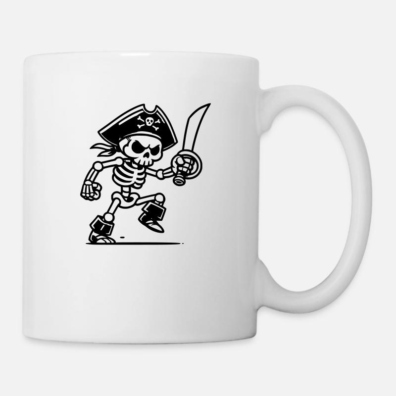 Piraten Skelett mit Säbel - Tasse - Weiß