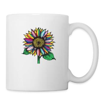 lgbtq schwul lesbisch pride monat sonnenblume regenbogen - Tasse - Weiß - Rechts