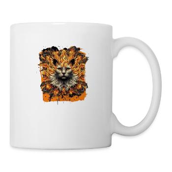 Feurige Inferno-Katze - Tasse - Weiß - Rechts
