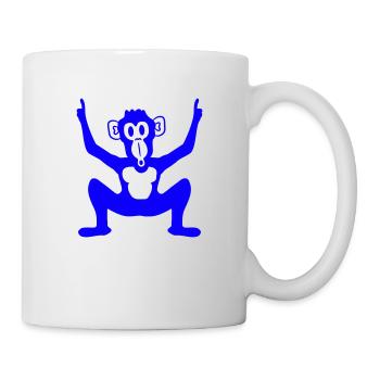 Lustiger Party Affe Hält Finger Hände Hoch Spaß DJ - Tasse - Weiß - Rechts