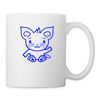 chat mignon agitant heureux souriant chaton amusant - Mug blanc - blanc - Droite