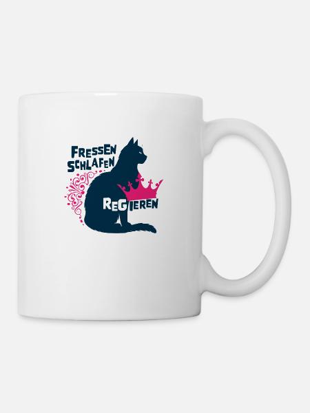 Royal Cat - Eating, Sleeping, Reigning - Mug - white