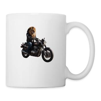 Lion motard - Mug blanc - blanc - Droite