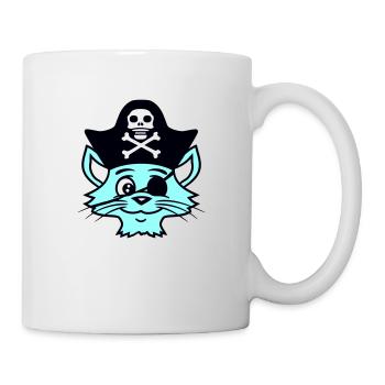 Süße Pirat Katzen Seeräuber Augenklappe Hut Kostüm - Tasse - Weiß - Rechts