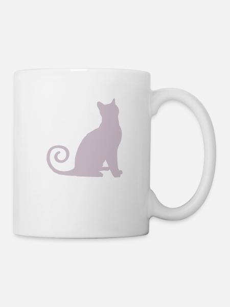 katze silhouette - Tasse - Weiß