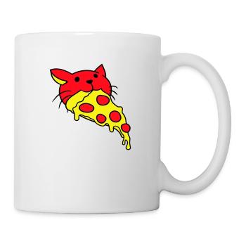 Katze Isst Salami Pizza Hunger Fast Food Essen - Tasse - Weiß - Rechts