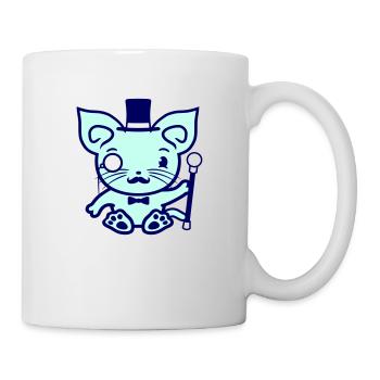 Sir Cat Gentleman Chapeau haut de forme Monocle Rich Gentleman - Mug blanc - blanc - Droite