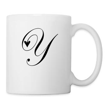 Monogramme Y Cœur Vigne - Mug blanc - blanc - Droite