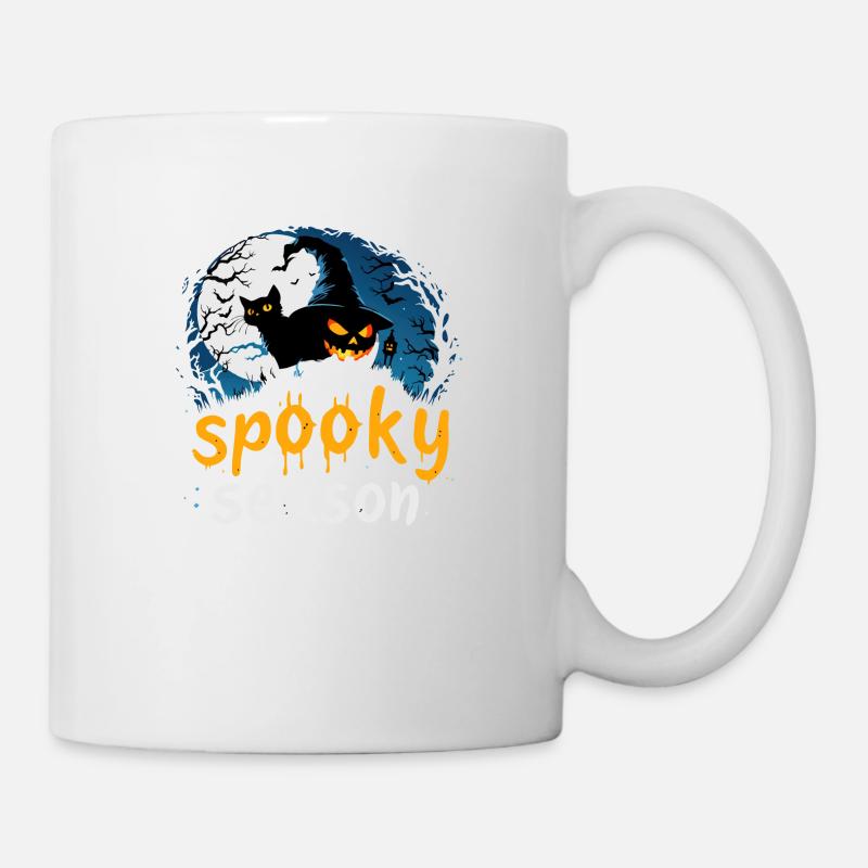 Spooky Season Halloween Design – Witch, Cat & Jack - Mug - white