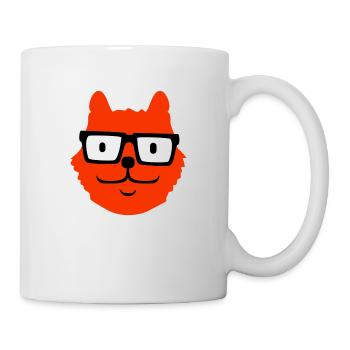 Schlaue Nerd Katze Hornbrille Geek Kätzchen Brille - Tasse - Weiß - Rechts