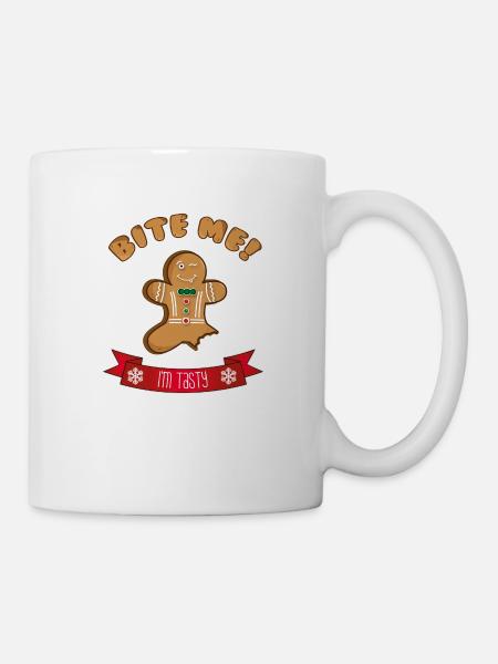 11869 gingerbread bite me red full - Mug - white