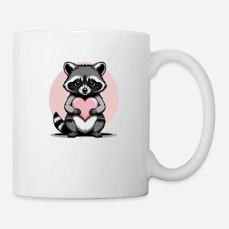 Raccoon Heart Heart Cute Gift for Women - Mug - white