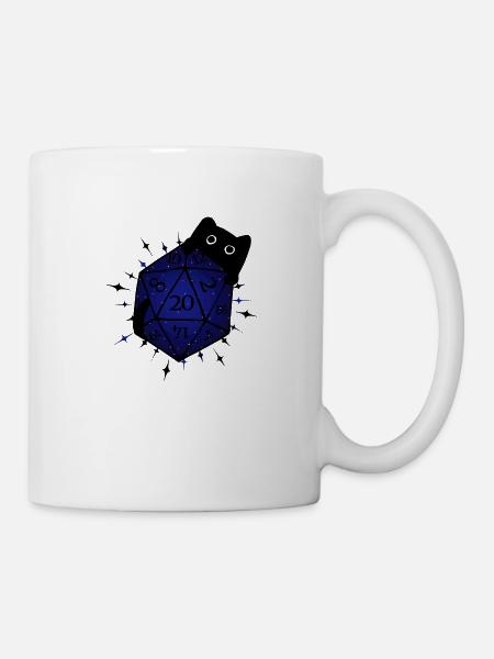 Pen n paper D20 W20 Cat Night Stars Role Play - Mug - white