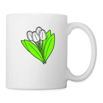 White Tulips Bouquet Spring Summer Flowers - Mug - white - Right