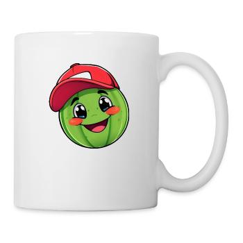Personnage de pastèque souriant en casquette de baseball rouge - Mug blanc - blanc - Droite