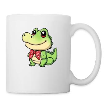 süßes Comic-Krokodil mit roter Krawatte - Tasse - Weiß - Rechts
