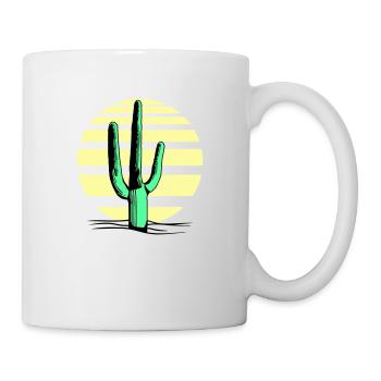 Cactus, désert, coucher de soleil, soir, nuit, cactus - Mug blanc - blanc - Droite