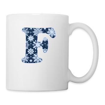 Buchstabe F Schneeflocken - Tasse - Weiß - Rechts
