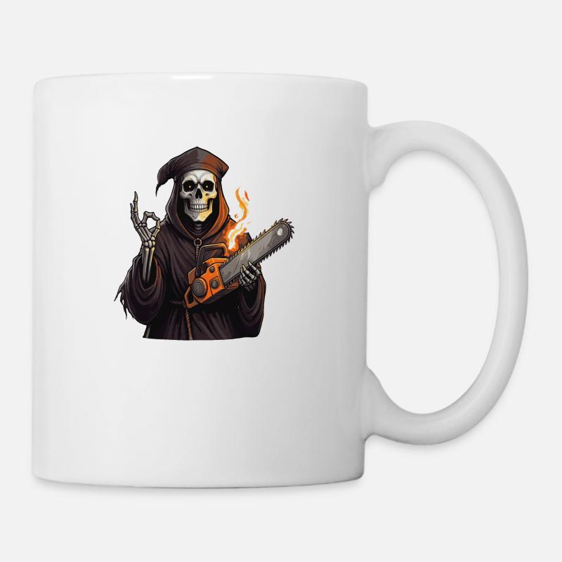 Tronçonneuse squelette Halloween Stihl s - Mug blanc - blanc