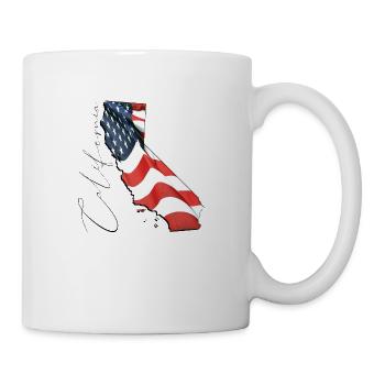 USA Flagge in der California State Landkarte CA - Tasse - Weiß - Rechts