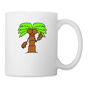 Lustige Böse Palme Zeigt Wütend Mittelfinger Comic - Tasse - Weiß - Rechts