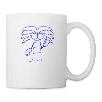 Lustige Böse Palme Zeigt Wütend Mittelfinger Comic - Tasse - Weiß - Rechts