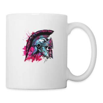 Spartaner Totenkopf Helm - Tasse - Weiß - Rechts