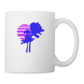 2 Palm Trees Island Tree Stripes Sun Sunset - Mug - white - Right