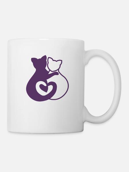 hugging cats purple - Mug - white