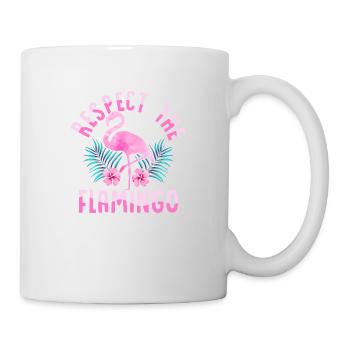 Respect The Flamingo Cute Pink Bird - Mug - white - Right