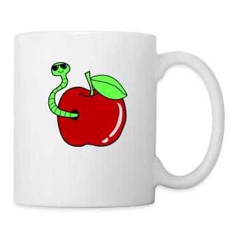 wurm apfel sonnenbrille - Tasse - Weiß - Rechts