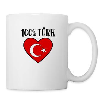 100 Prozent Türk Türkei Flagge Herz - Tasse - Weiß - Rechts