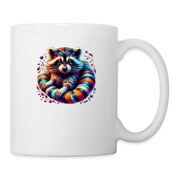 Bunter Waschbär im künstlerischen Stil - Tasse - Weiß - Rechts