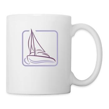 Sailing Logo Icon Square Sailboat Ship - Mug - white - Right