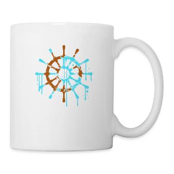 Ship Steering Steering Steering Wheel Sailing Graffiti - Mug - white - Right