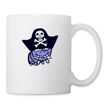Raupe Loch Piraten Kapitän Mütze Lustig Süß Comic - Tasse - Weiß - Rechts