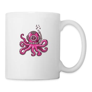 Pink Squid with Diving Helmet - Mug - white - Right