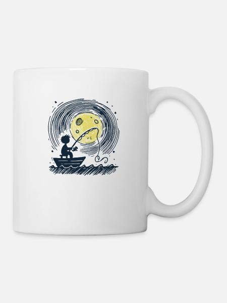 Full Moon Angler Silhouette - Mug - white