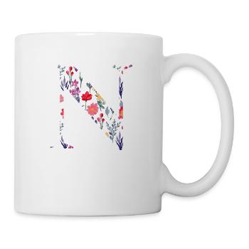 Personalisierter Blumenbuchstabe n - Geschenkidee - Tasse - Weiß - Rechts