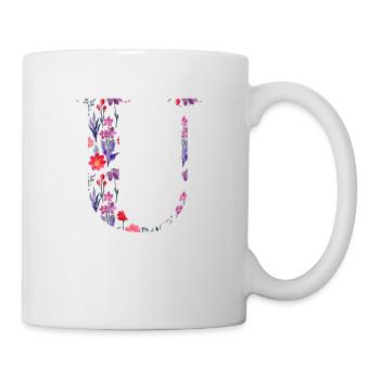Floral personalised u letter - gift idea - Mug - white - Right