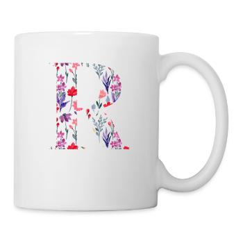 Floral personalised letter r - gift idea - Mug - white - Right