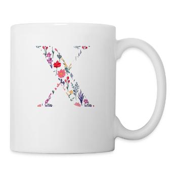 Personalisierter Blumenbuchstabe x - Geschenkidee - Tasse - Weiß - Rechts