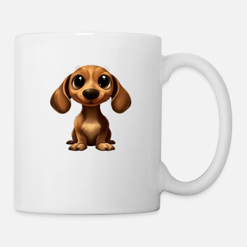 Dachshund Dog Big Eyes Comic - Mug - white