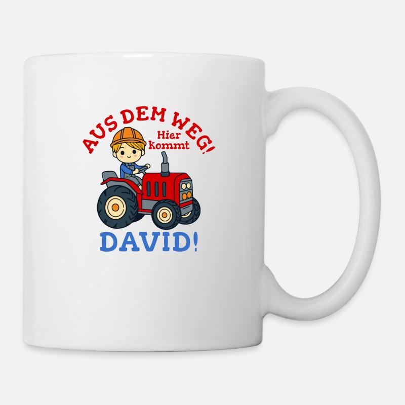 David Name Traktor - Tasse - Weiß