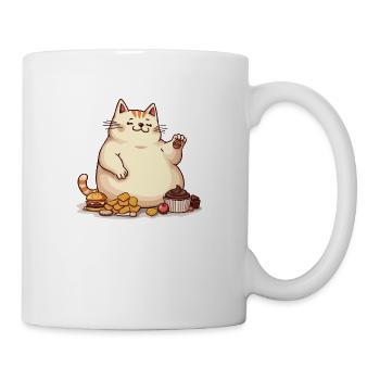 Naschkatze – Eine gefräßige Katze - Tasse - Weiß - Rechts