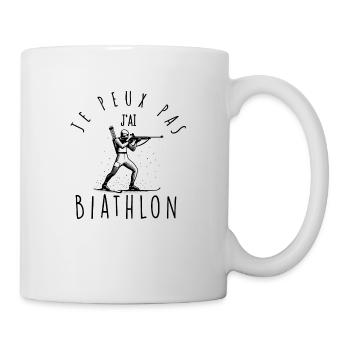 Je peux pas, j'ai Biathlon - Mug blanc - blanc - Droite